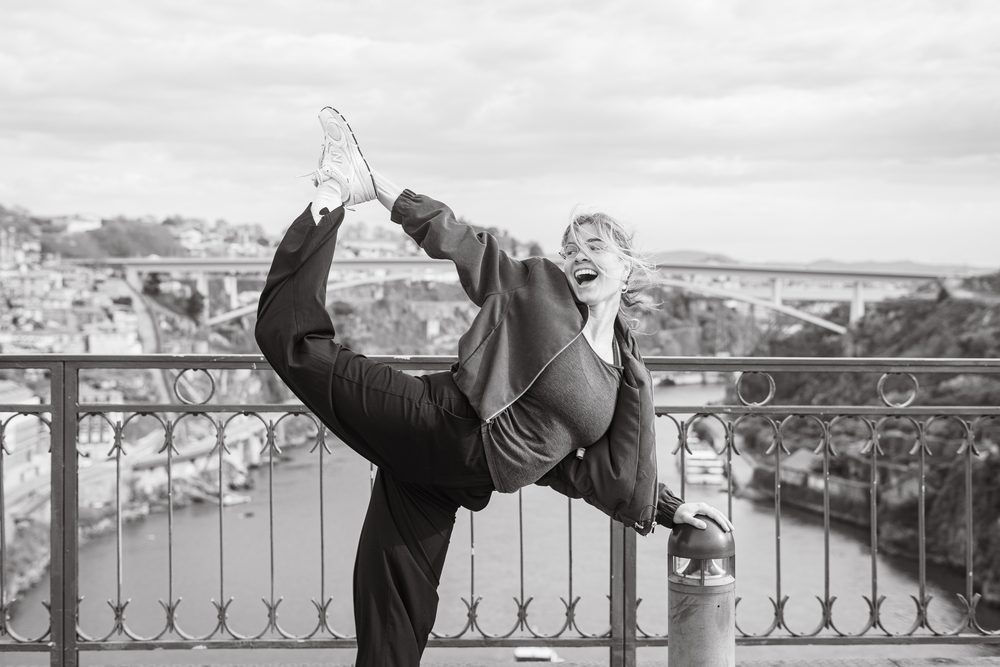 Yoga on a bridge
