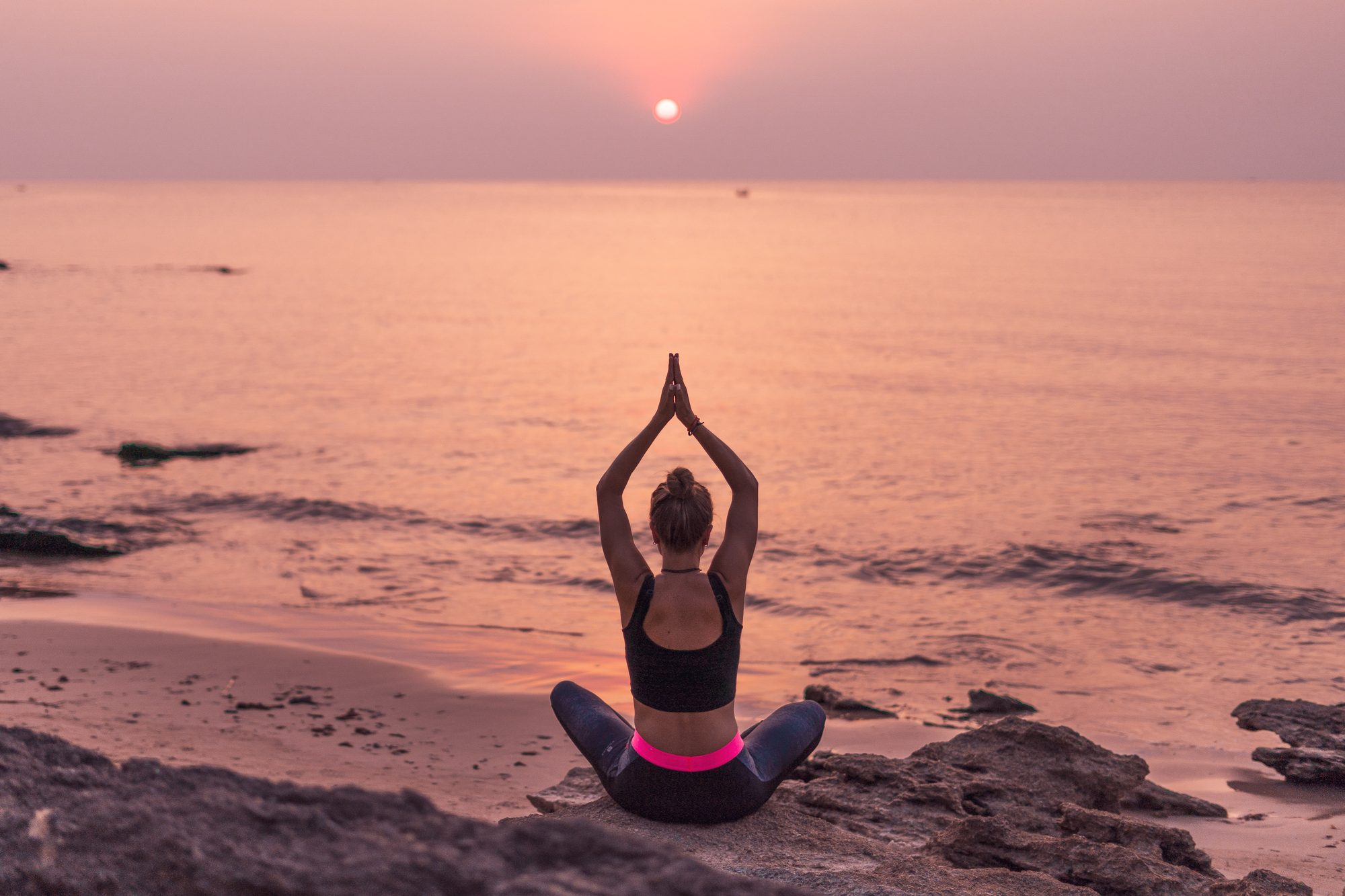 Yoga silhouette at sunset